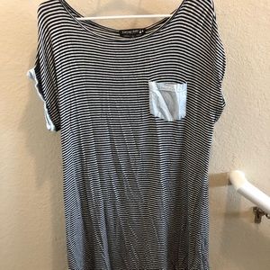 Trendy black and white striped T-shirt dress